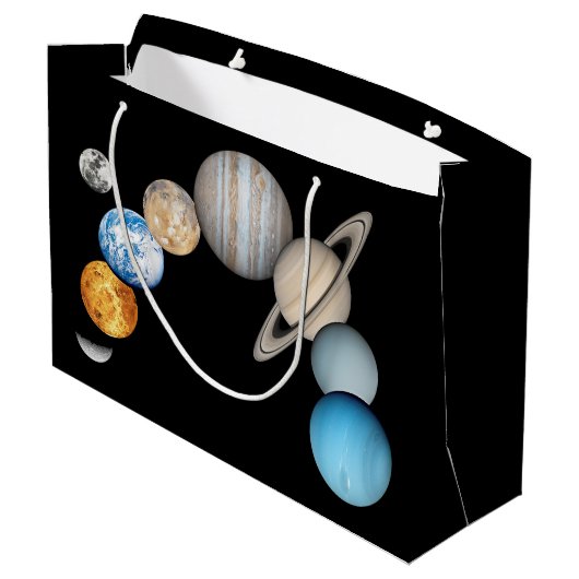 Planeten des Sonnensystems (Farbveränderlich) Große Geschenktüte (Rückseite Schrägansicht)