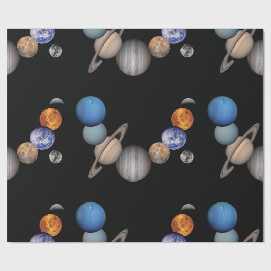 Planeten des Sonnensystems Geschenkpapier (Flach)