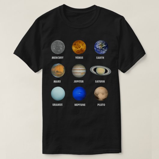 Planeten des Sonnensystems T-Shirt (Design vorne)
