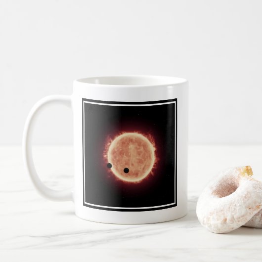 Planeten, die den roten Zwergstern in Trappist-1 ü Kaffeetasse (Mit Donut)