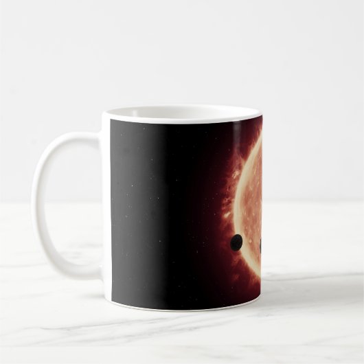 Planeten, die den roten Zwergstern in Trappist-1 ü Kaffeetasse (Links)