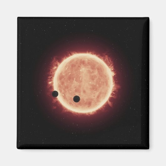 Planeten, die den roten Zwergstern in Trappist-1 ü Magnet (Vorne)