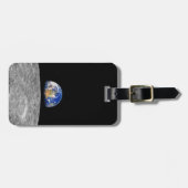 Planeten-Erde, die über Mond steigt Gepäckanhänger (Vorderseite horizontal)