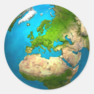 Planeten-Erde - Europa - bunte Kugel. 3d Runder Aufkleber