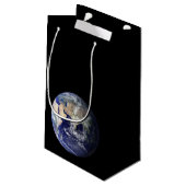 PLANETEN-ERDE RAUM von der kleinen Geschenk-Tasche Kleine Geschenktüte (Rückseite Schrägansicht)