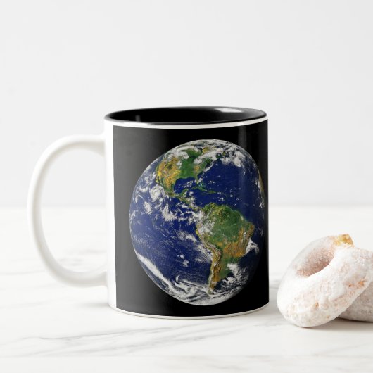 PLANETEN-ERDE VON RAUM Zwei-Ton Tasse (Mit Donut)