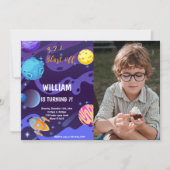 Planeten Geburtstag Einladung mit Foto (Vorderseite)