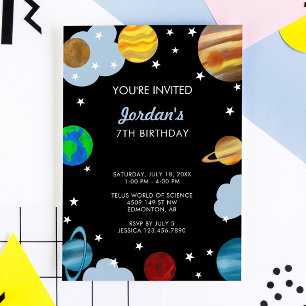 Planeten Geburtstag Weltraumgalaxie Party Einladung