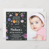 Planeten Geburtstagseinladungen mit Foto Einladung (Vorderseite)