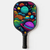Planeten Hintergrund Pickleball Schläger (Rückseite)