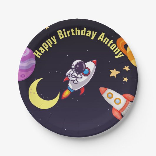 Planeten im Weltraum Blau Pappteller (Vorderseite)