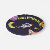 Planeten im Weltraum Blau Pappteller (Schrägansicht)