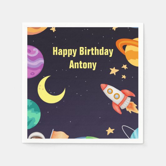 Planeten im Weltraum Blau Serviette (Vorderseite)