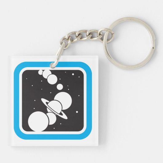 Planeten im Weltraum Schlüsselanhänger (Rückseite)