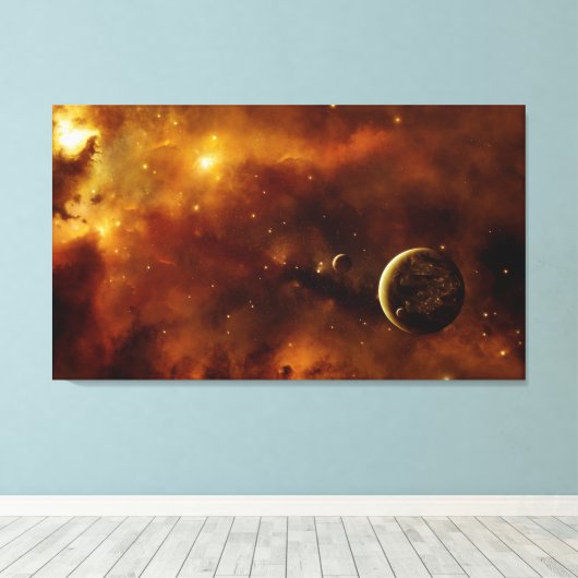 Planeten in einem Nebel Leinwanddruck (Insitu (Holzboden))