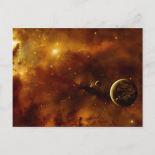 Planeten in einem Nebel Postkarte