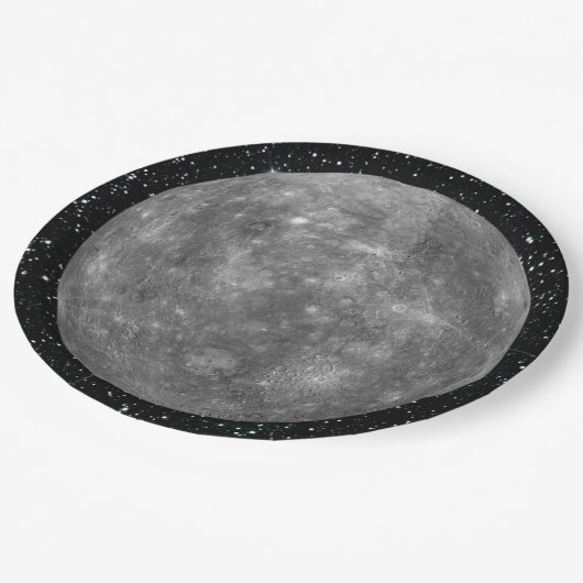 PLANETEN-MERCURY-Sternhintergrund (Sonnensystem) ~ Pappteller (Schrägansicht)