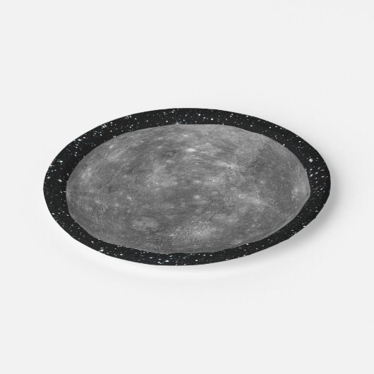 PLANETEN-MERCURY-Sternhintergrund (Sonnensystem) ~ Pappteller (Schrägansicht)