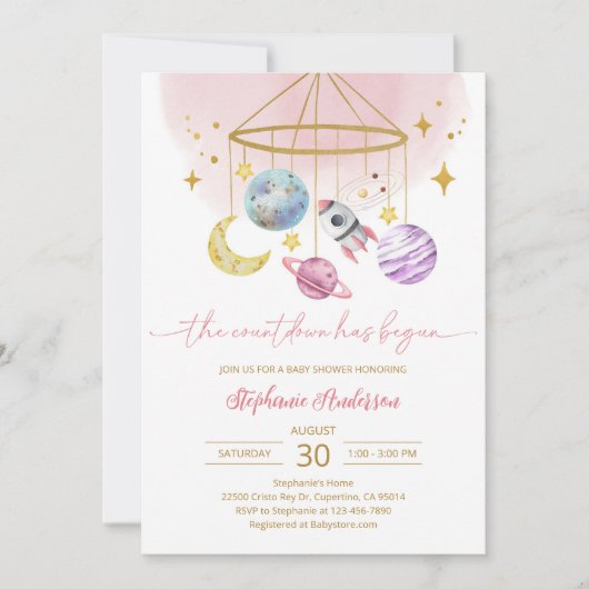 Planeten Outer Space Babyparty Einladung (Vorderseite)