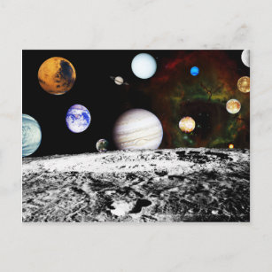 Planeten-Panorama von der Oberfläche des Mondes Postkarte
