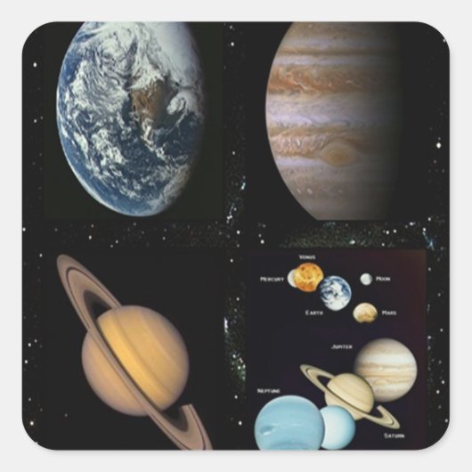 Planeten Quadratischer Aufkleber (Vorderseite)