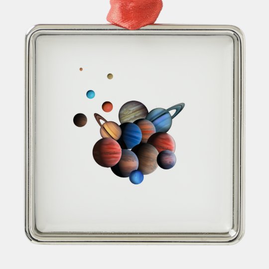 Planeten Quadratisches Silberfarbenes Ornament
