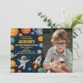 Planeten & Raketen Einladung zum Geburtstag (Stehend Vorderseite)