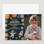 Planeten & Raketen Einladung zum Geburtstag (Vorne/Hinten)