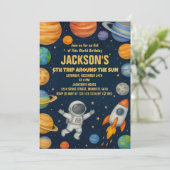 Planeten & Raketen Einladung zum Geburtstag (Stehend Vorderseite)