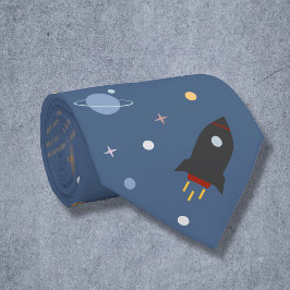 Planeten & Raketen, Weltraum, Blauer Nacken Krawatte