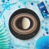 PLANETEN-SATURN-Sternhintergrund (Sonnensystem) ~~ Pappteller (Party)