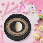 PLANETEN-SATURN-Sternhintergrund (Sonnensystem) ~~ Pappteller (Party)