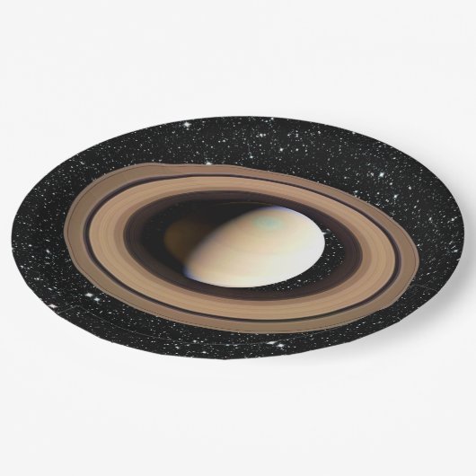 PLANETEN-SATURN-Sternhintergrund (Sonnensystem) ~~ Pappteller (Schrägansicht)