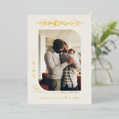 Planeten & Sterne | Aries Birth Announcement Folieneinladung (Stehend vorne)