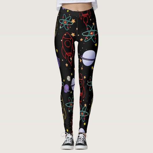 Planeten, Sterne und Raketenschiffe Leggings (Vorderseite)
