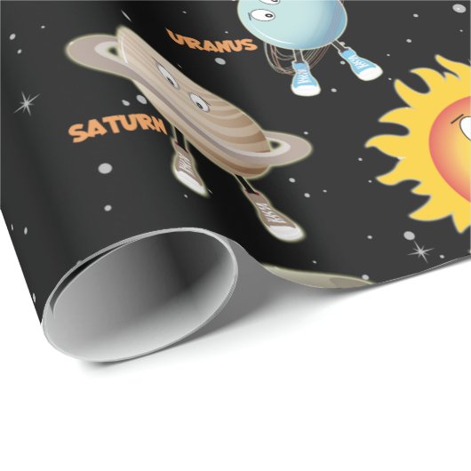 Planeten und das Sonnensystem Geschenkpapier (Rolleneckpunkt)