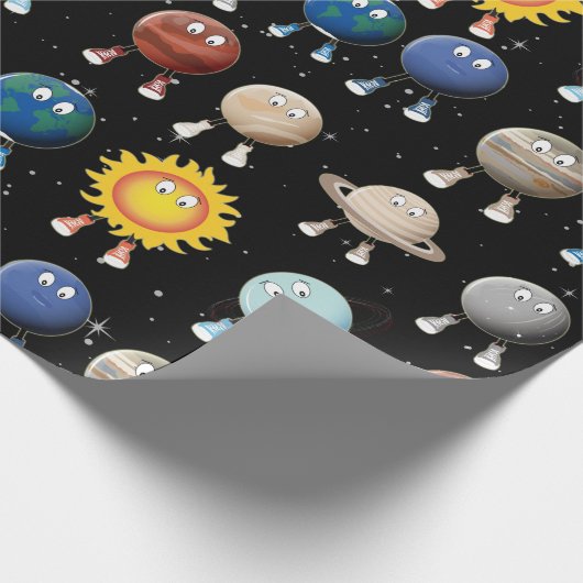 Planeten und das Sonnensystem Geschenkpapier (Ecke)