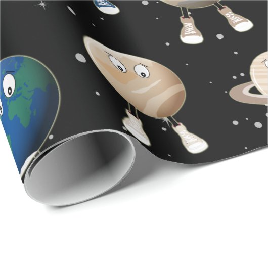 Planeten und das Sonnensystem Geschenkpapier (Rolleneckpunkt)