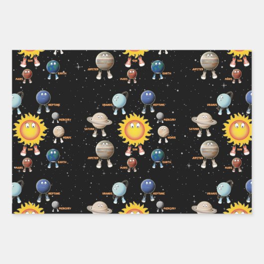 Planeten und das Sonnensystem Geschenkpapier Set (Vorderseite)