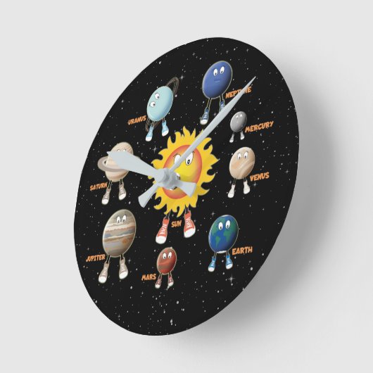 Planeten und das Sonnensystem Runde Wanduhr (Winkel)