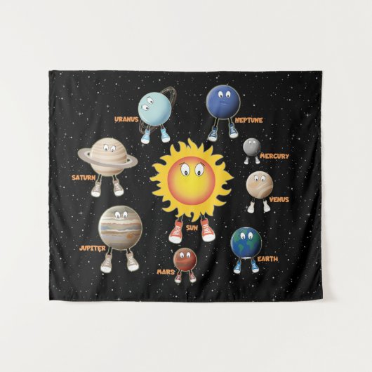 Planeten und das Sonnensystem Wandteppich (Vorderseite (Horizontal))