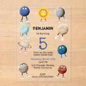 Planeten und der Kindergeburtstag des Sonnensystem Acryleinladungen (Vorderseite)