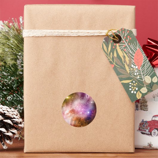 Planeten und Galaxie Runder Aufkleber