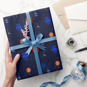 Planeten und Galaxien im Weltraum Geschenkpapier
