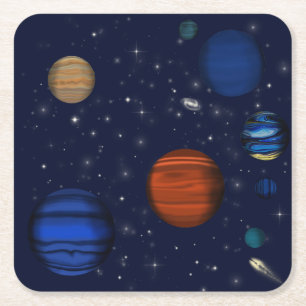 Planeten und Galaxien im Weltraum Rechteckiger Pappuntersetzer