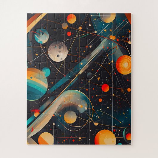 Planeten und Orbits - Futuristisch Puzzle (Vertikal)