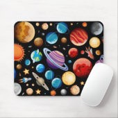 Planeten und Raketenschiffe Mousepad (Mit Mouse)