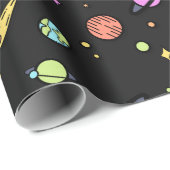 Planeten und Raumfahrtumschlagpapier Geschenkpapier (Rolleneckpunkt)