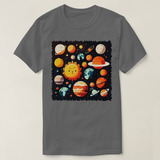 Planeten und Sterne T-Shirt (Design vorne)