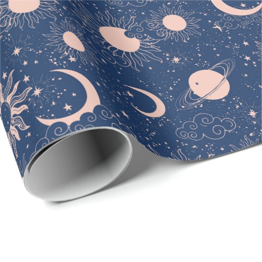 Planeten- und Sternmuster Geschenkpapier (Rolleneckpunkt)